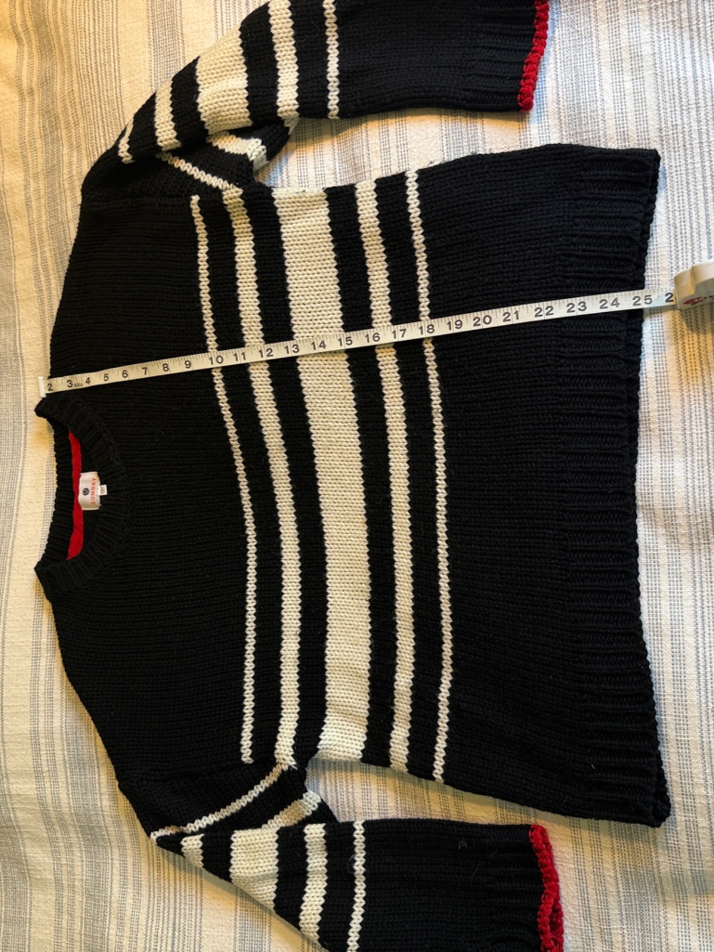 Sundry Women’s Black & White Striped Knit Sweater - Wool/Acrylic Blend - Size 1